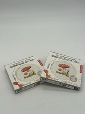 Kikkerland Mini Mushroom Counted Cross Stitch Embroidery Kit NEW Set of 2 