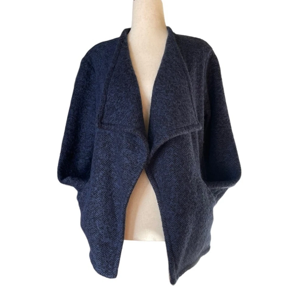 Chaqueta AG Adriano Goldschmied Lana Tejida Azul Medio Negro Blazer Abierto Oficina Foto 2 de 4