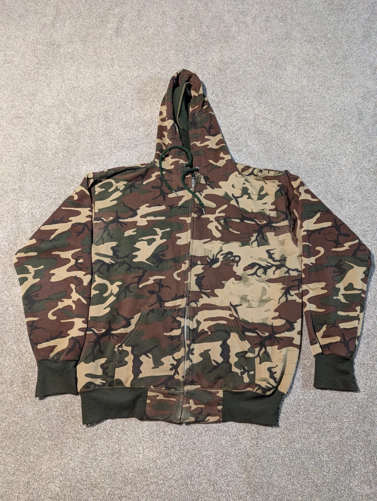Vintage Montgomery Ward Hoodie Mens XL 60s 70s Thermal Lined Camo Sweater