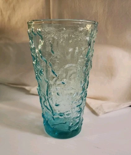 Anchor Hocking Lido Milano ripple medium glass tumbler 5.5" Aquamarine - VINTAGE