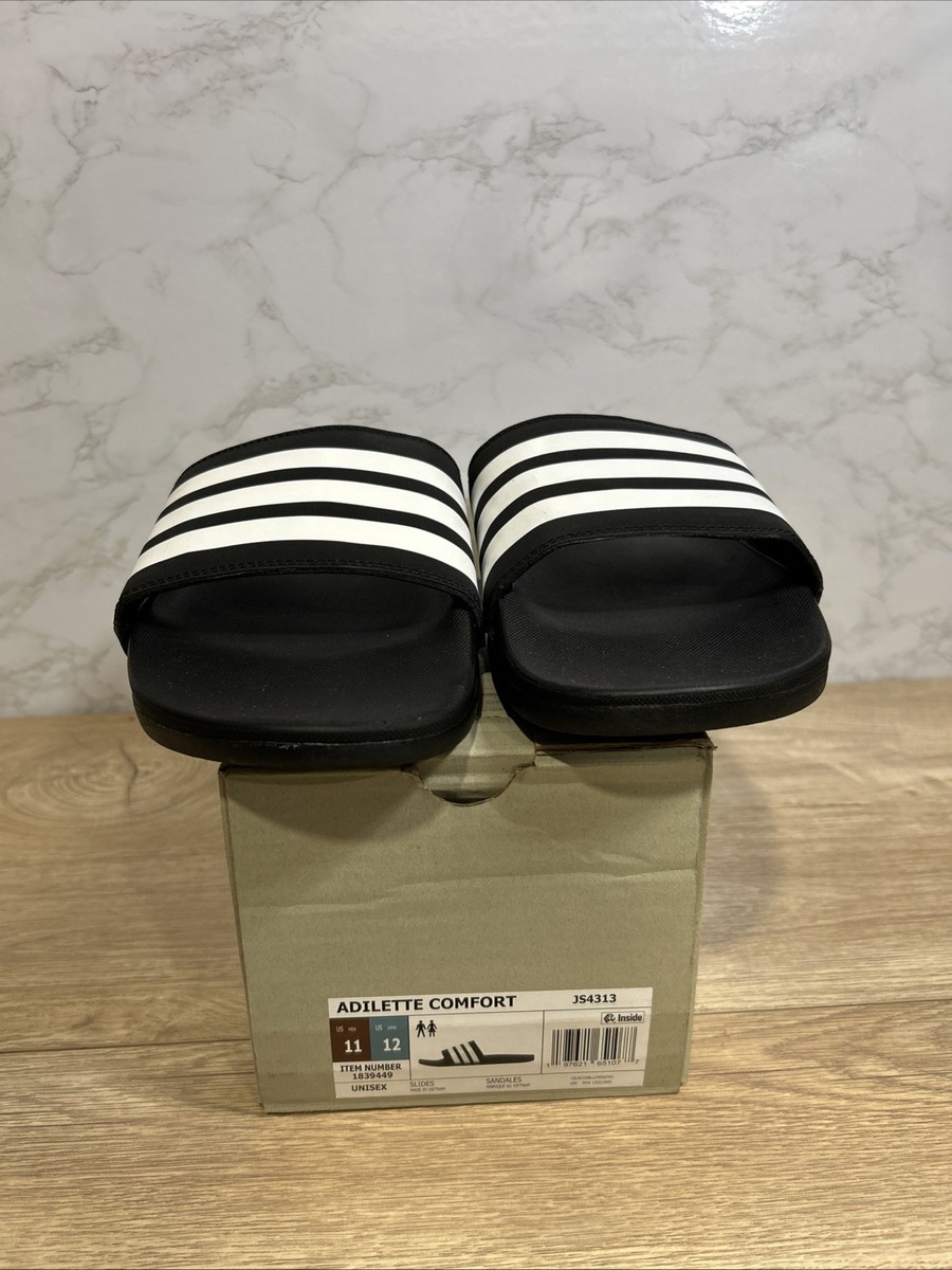 adidas Adilette Comfort Men's Black Shower Slides Sandals JS4313 Sz 11 New