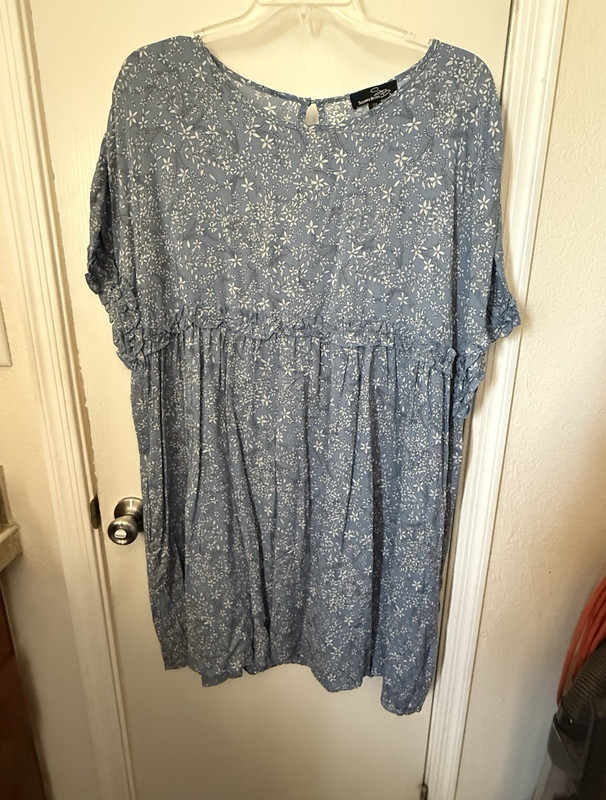 Suzanne Betro Girls Blue Floral Baby Doll Dress Ruffle Trim 2X Years