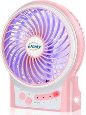 3-Speed Mini Desk Fan with LED Light, Portable USB Fan Quiet for Home, Office, T