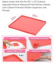Waterproof Silicone Under Sink Mat 25'' x 22'' for Kitchen, Bathroom Cabinet