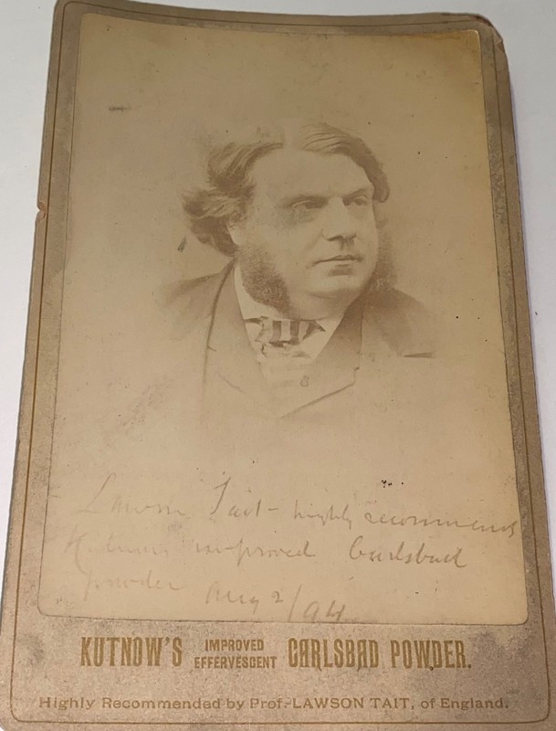 Rare Antique Scottish Pioneer Surgeon Lawson Tait Advertising Cabinet Card Photo