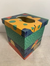 Vintage Tissue Box Cover 80s 90s pop art animals colorful print Linens n Things