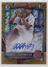 2025 Bowman Chrome Prospect Gold Shimmer Refractor 20/50 Chen-Wei Lin Auto 03ox