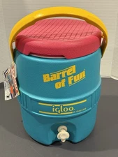 NEW Retro Collection Igloo (2) Gallon - Barrel of Fun Cooler - 1980’s Pastels