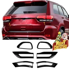 Black Taillight & Front Fog Light Cover Guard Trim For Jeep Grand Cherokee 14-16