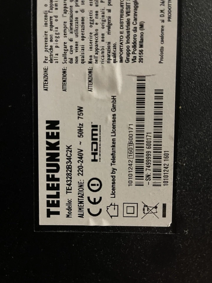 SCHEDA T-CON PER SMART TV TELEFUNKEN MODELLO: TE43282B34C2K - Immagine 4 di 4