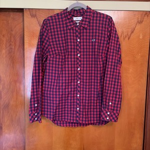 Vineyard Vines Long Sleeve Shirt Womens Size 12 Red Blue Classic Fit Button Up