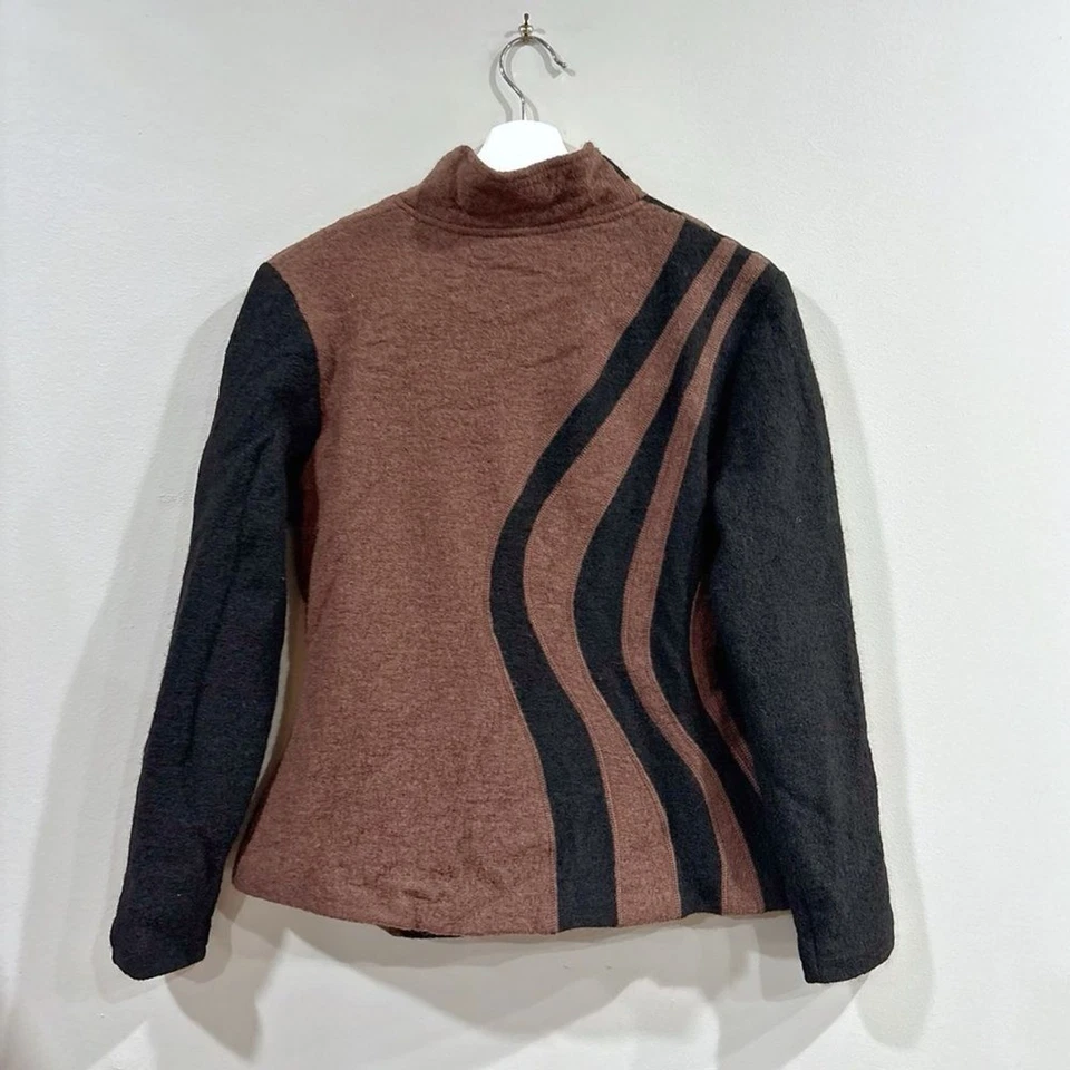 Carson 100% Wool Coat Jacket Brown Black Stripe M Medium Warm Lined - Image 2 of 4