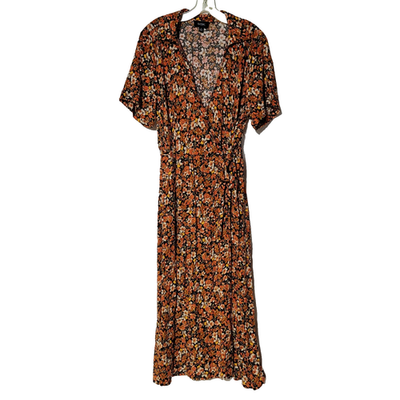 msk floral print pleated dress MSK Blue Floral Print Pleated Short Sleeve Midi Dress