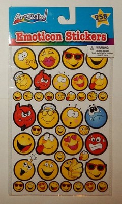 Vintage Emojis - Emoticon Stickers (1/2'' & 1  1/8'' diameter) 258 stickers - new