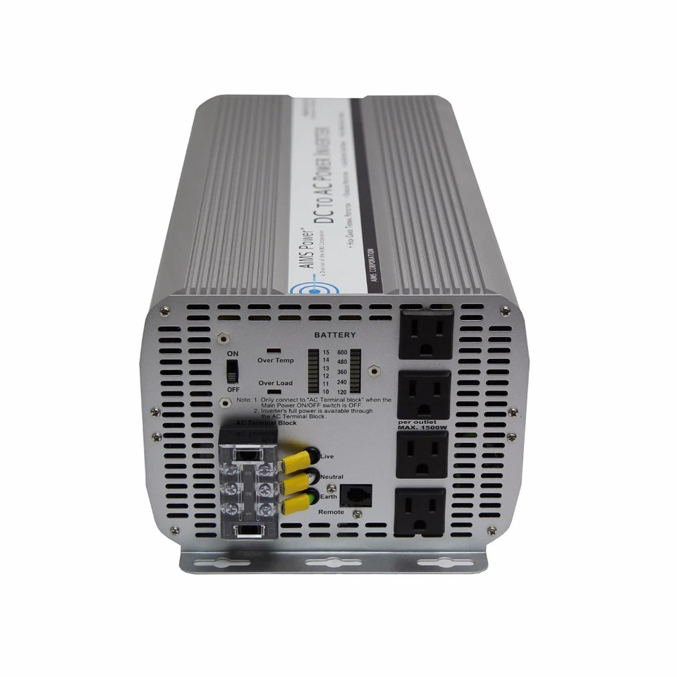 AIMS Power PWRINV500012W 5000 Watt Power Inverter 12 Volt - Image 3 of 4
