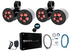 2 Rockville Dual 6.5" Marine Wakeboard LED Speakers Receiver Amplifier Amp Kit