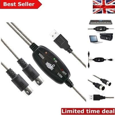USB MIDI Kabel - 2 Meter schwarz Keyboard Adapter für PC/Mac Musikproduktion