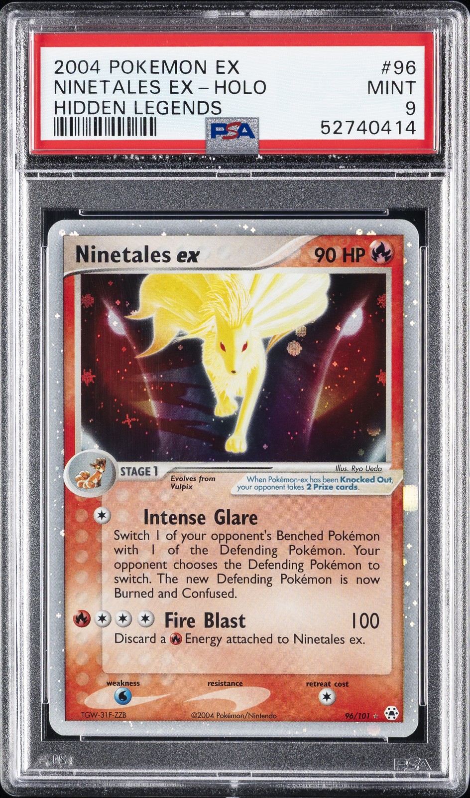 2004 POKEMON EX HIDDEN LEGENDS #96 NINETALES EX-HOLO PSA 9