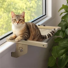 Cat Perch - Heavy Duty Wooden Hammock Cat Seat Shelf Bed for Window Sill Beds...