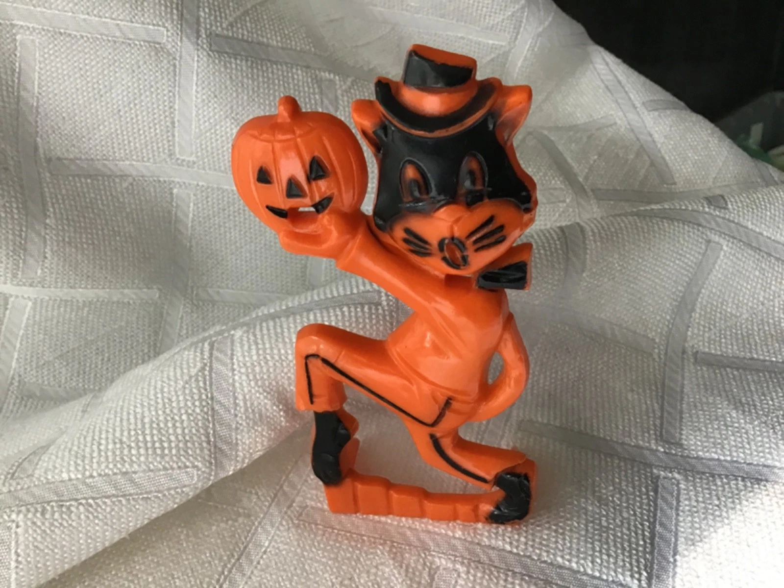HTF Vtg Rosbro Halloween Cat Burglar Jack-O-Lantern Lollipop Candy Sucker Holder