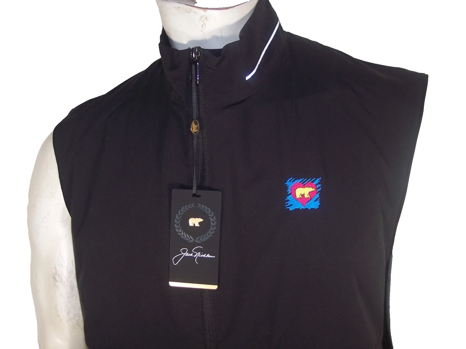 New Jack Nicklaus Large Black Poly/Spandex Vest/Jacket The Jake Logos