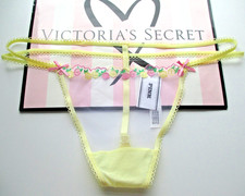 VICTORIA'S SECRET PINK Wink Strappy Mesh V-String Thong Panty VS Yellow S M L XL