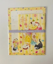 Japanese Stationery Set " Ice Pop & Kittens"  Pattern  Yellow Made In Japan