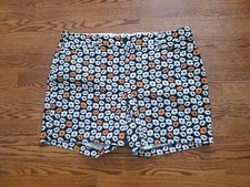 Lands' End Floral Print Mid Rise Shorts - Black, Orange, White - 18W