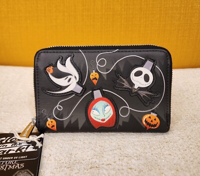 Loungefly Disney Nightmare Before Christmas Tree Lights GID Zip Around Wallet