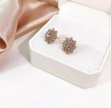 Hot Lady rose gold colour studs crystal Crawler Climber Cuff Earring 1Pair 