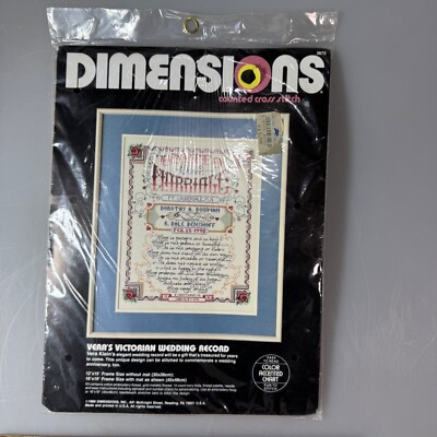 Vintage Dimensions Counted Cross Stitch Kit Wedding Record Vera's Victorian 12x1