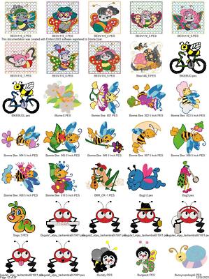 Collection De 255 Motifs Brodés Insectes & Bugs - Formats PES HUS JEF VIP EXP - Pour Machine à Broder
