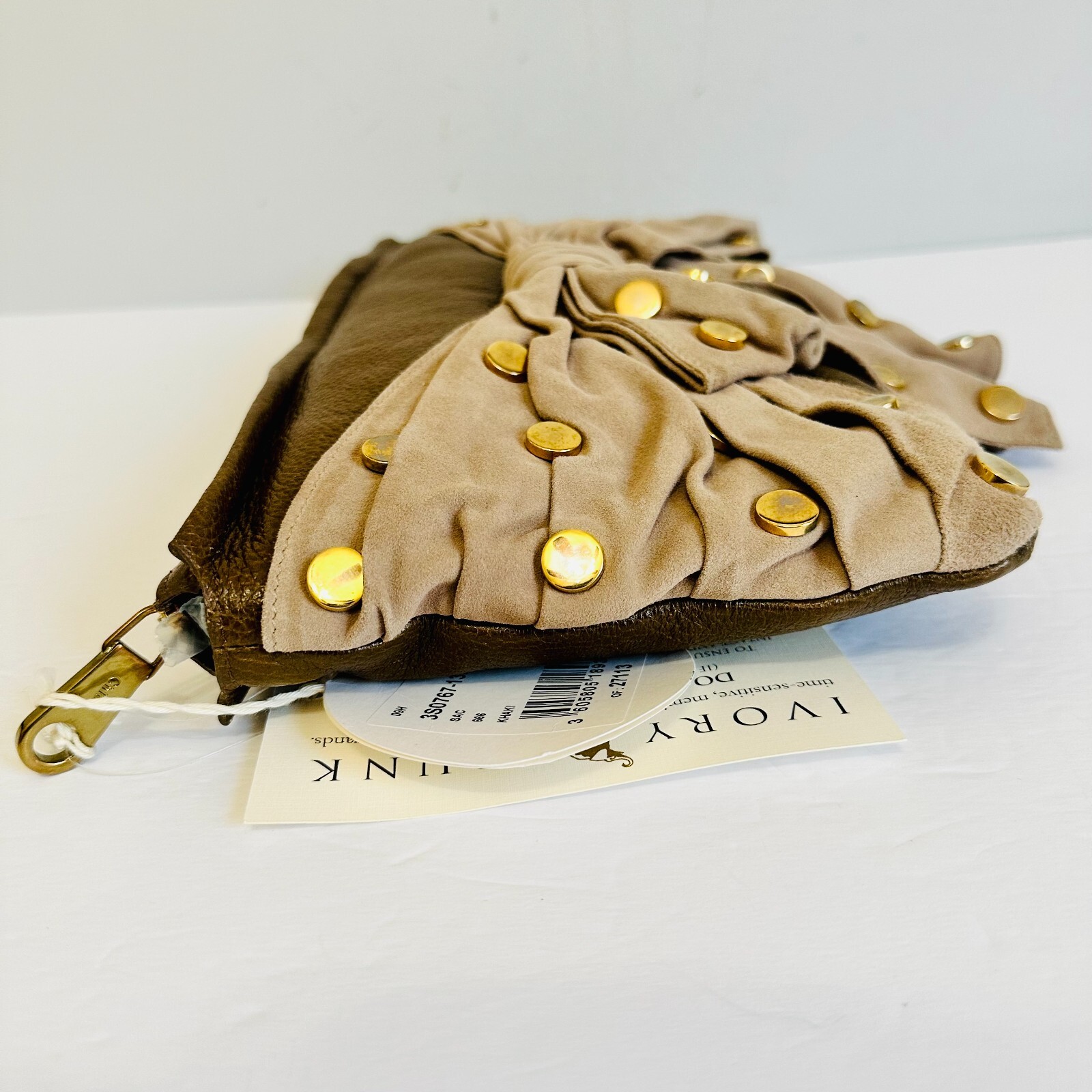 AUTHENTIC CHLOE LEATHER AND SUEDE BOW CLUTCH WITH DUST BAG AND COA MADE IN ITALY image 8
