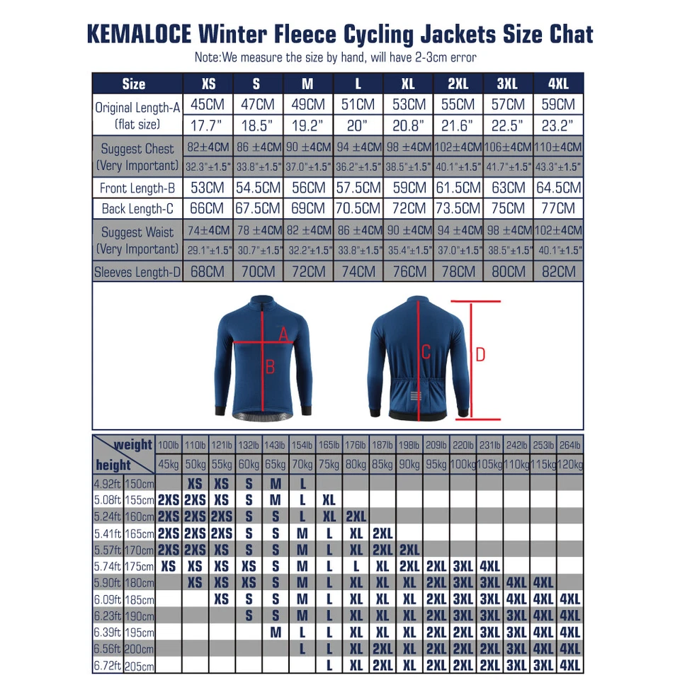 KEMALOCE Cycling Jacket Men Winter Solid Black&Blue&Grey Fleece S-XL Bike Jersey - Image 2 of 4
