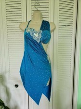 Blue Latin Rhythm Dance Dress Costume, size S
