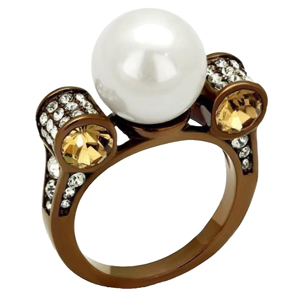 Brown Pearl Fashion Rings