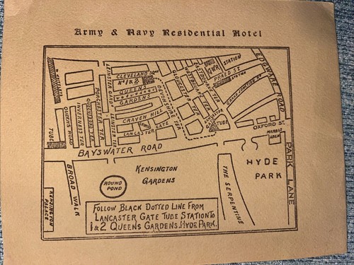 Army And Navy Residential Hotel Lancaster Gate Hyde Park W London Booklet - Picture 6 of 6