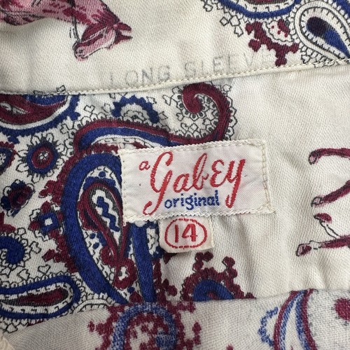 Vintage A Gabey Original LS Loop Collar Equestrian Paisley Button Up Shirt Sz 14 - Picture 2 of 7