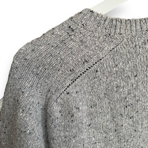 Lafayette 148 Cashmere Sweater L Shirt Grey Crewneck Short Sleeve Donegal Wool - Picture 13 of 15