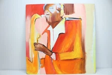 Man Playing Saxophone Acrylic Painting 24x24" African American Unknown Artist
