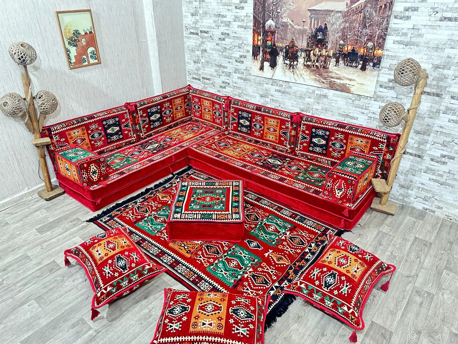 Oriental Seating Area Set, Arabic Corner Majlis, Oriental Sofa, Seating Area