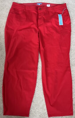 NWT - Draper James RSVP Red Jeans Pants Size 26W Mid Rise Skinny Preppy Red NEW