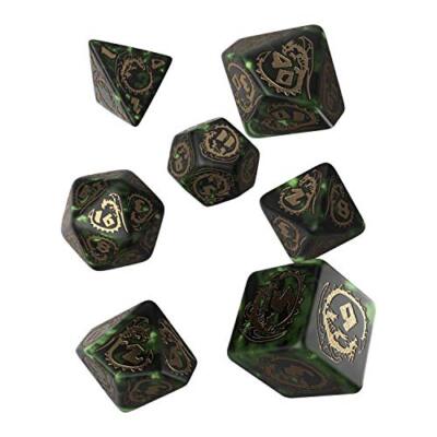 Q-Workshop Dragons Bottle-green & gold Dice Set (7)