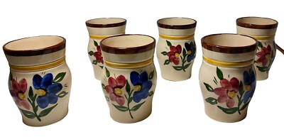 Vintage Goebel Cups Hand Painted Well 107 Floral Vase 1968 West Germany Lot of 6