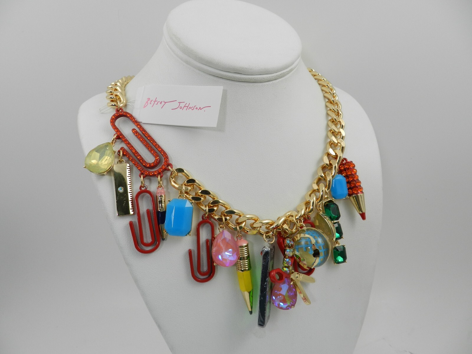 Betsey Johnson Faux Stone Back To School Statement Necklace | eBay
