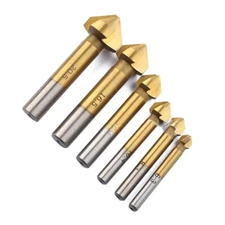 6Pieces 3 Flute Counter Sink Drill Bit HSS 90 Degree Chamfering Bit Woodworking