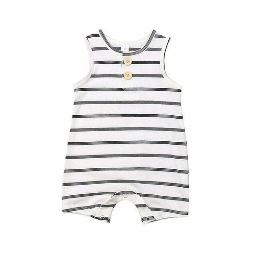 2019 Baby Summer Clothing 0-24 Newborn Infant Baby Boy Girl Striped Romper Cloth - Picture 11 of 16
