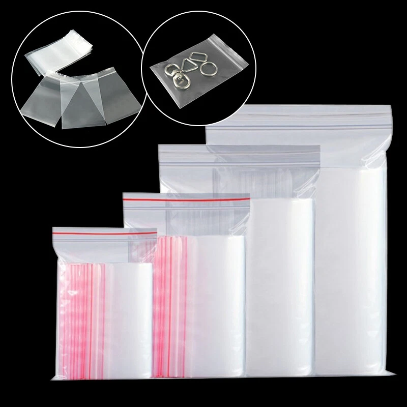 100Pcs Small Zip Lock Baggies Plastic Packaging Bags Small Storage