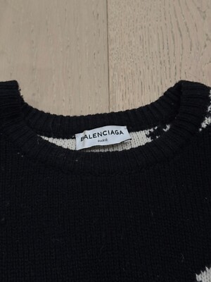 BALENCIAGA ロゴ タグ ニット Ｓ ブラック 中古・古着通販】BALENCIAGA (バレンシアガ) フロントタグニット