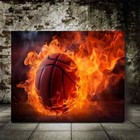 Vintage Basketball Fire Wall Art  Canvas Unframed/Framed
